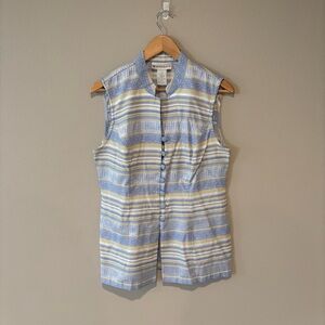 VINTAGE DRESS BARN Sleeveless Asian Inspired Sleeveless Tunic Blue & Yellow Sz12